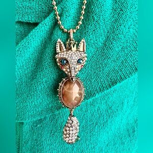 Betsey Johnson Fox Paved Long Necklace